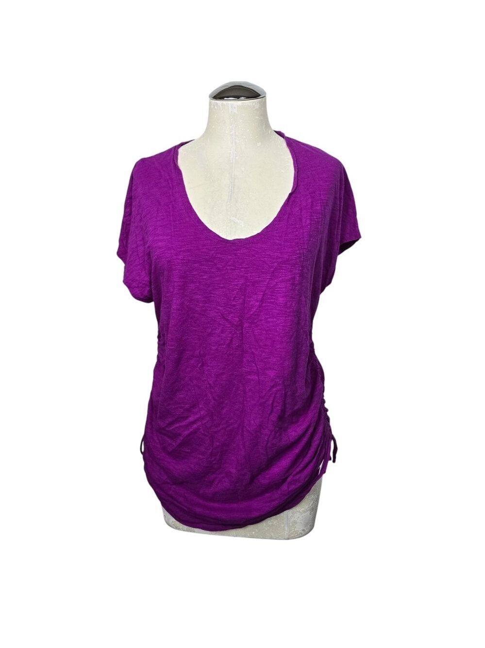 Speedo Purple Ruched Scoop Neck Short Sleeves Shirt M